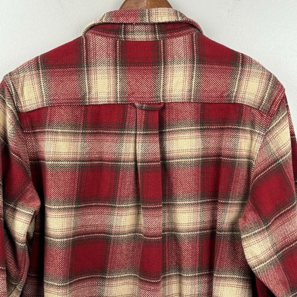 Orvis Men’s Medium Shacket Long Sleeve Shirt Red Beige Pocket Button Up Heavy - Picture 13 of 13